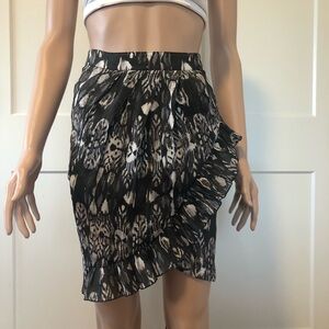H&M Gray Grey Metallic Wrap Ruffle Mini Skirt XS 2 0